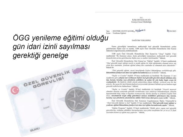 Özel güvenlik görevlilerin yenileme eğitimi için genelge